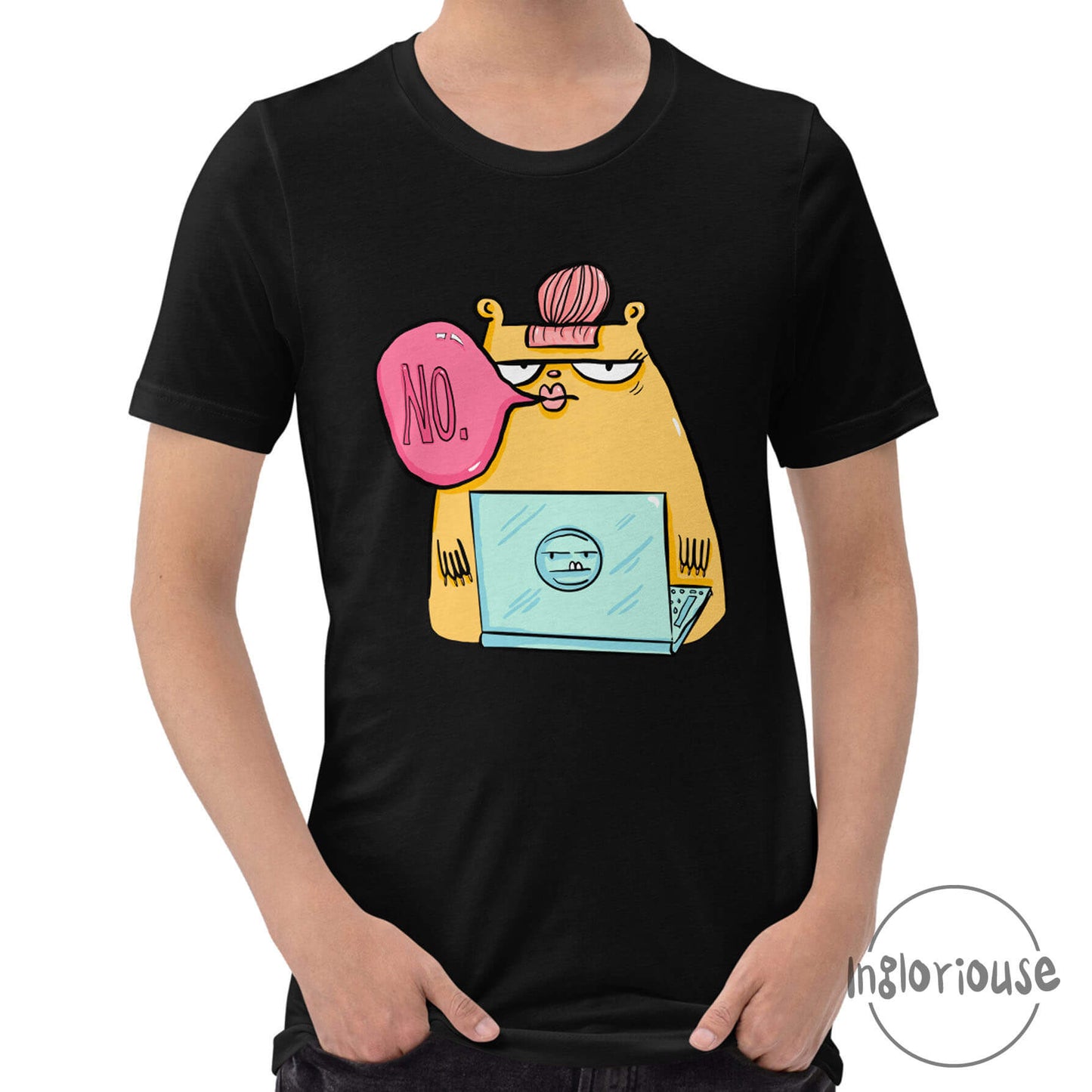 Grumpy tshirt - No (Unisex, Black)