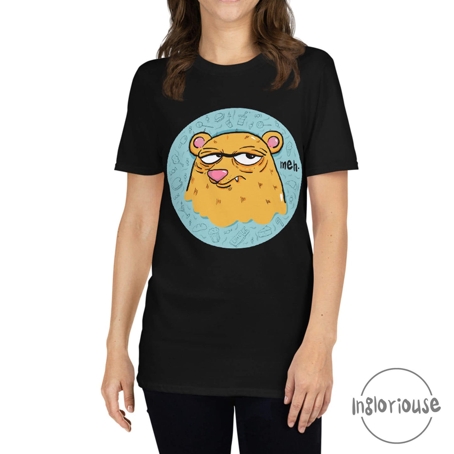 Grumpy T-shirt – Meh bear – Black, Unisex