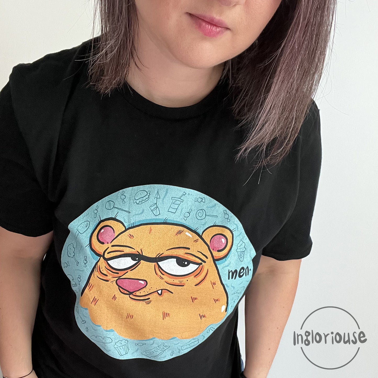 Grumpy T-shirt – Meh bear – Black, Unisex