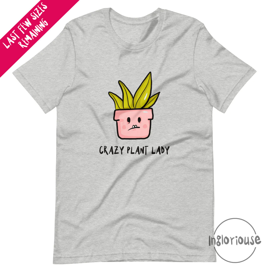 Crazy plant lady T-shirt – Light grey – Ingloriouse
