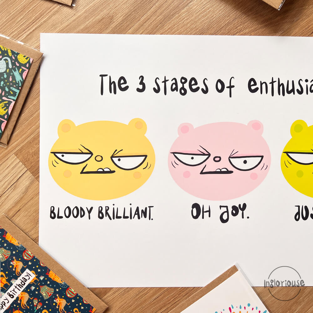The three stages of enthusiasm print - A4 or A3 (unframed)