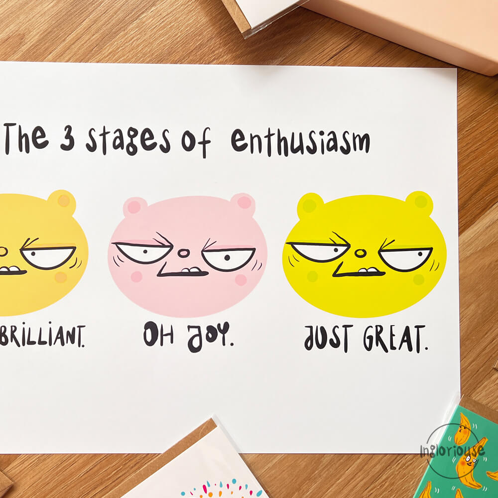 The three stages of enthusiasm print - A4 or A3 (unframed)
