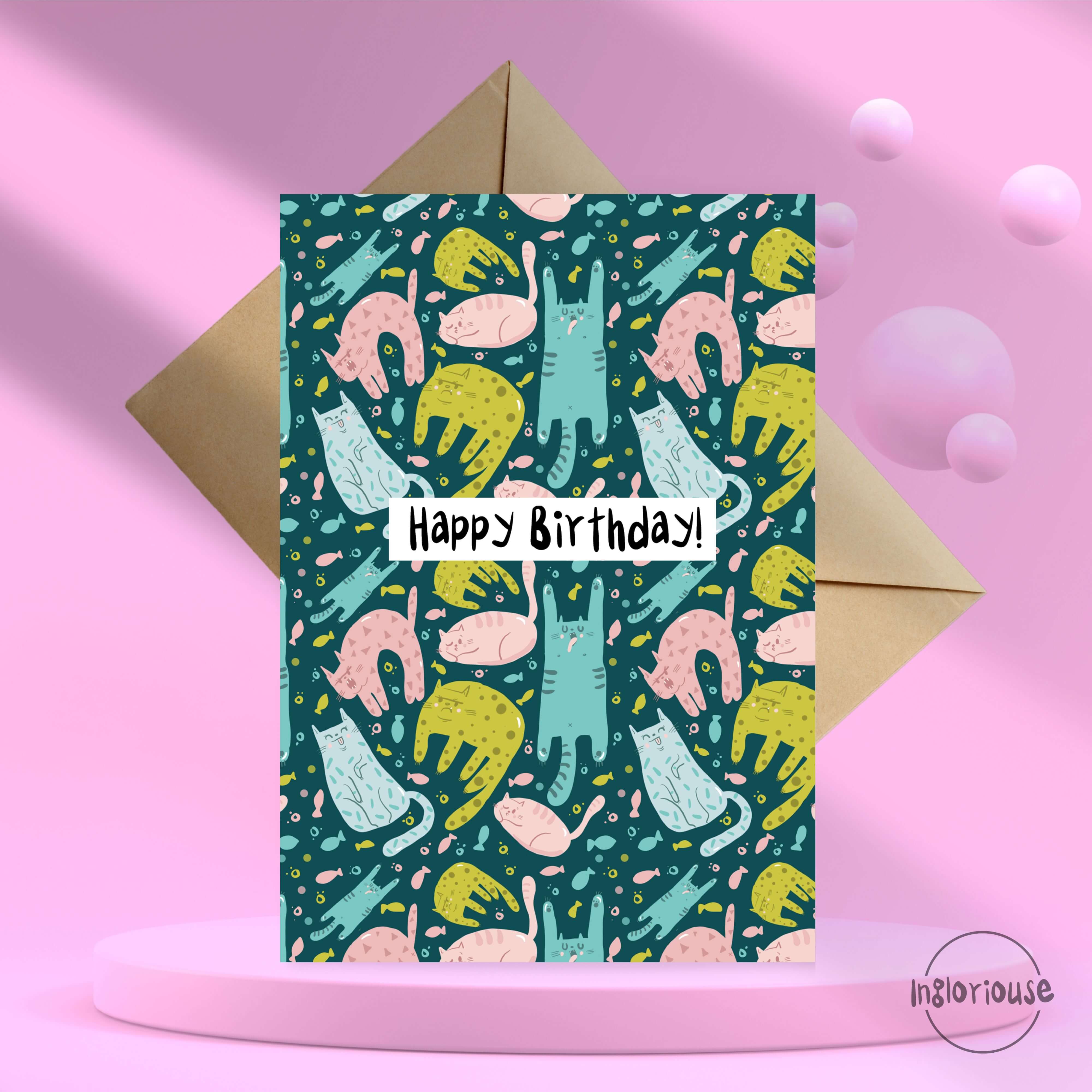 Loads of Cats Birthday card (15x10cm with envelope) – Ingloriouse